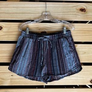 Striped Tie Front Shorts w/ Pockets